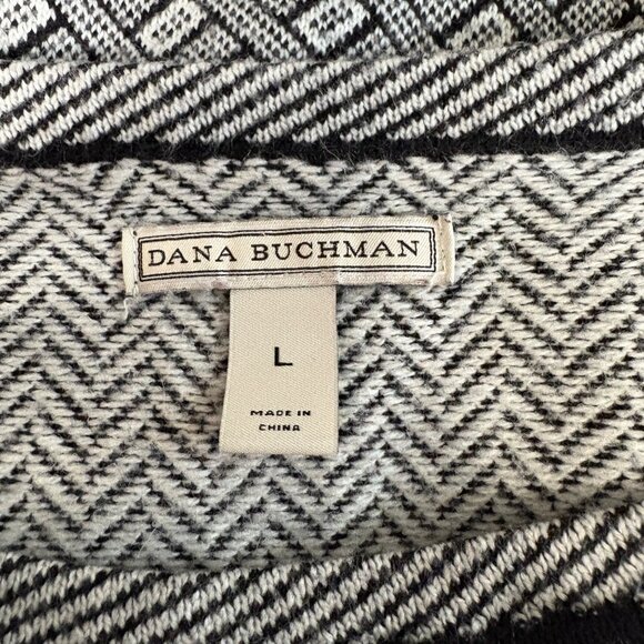 Dana Buchman Sweater Womens Size Large Black White Pullover Knit Patchwork Look - Picture 5 of 8